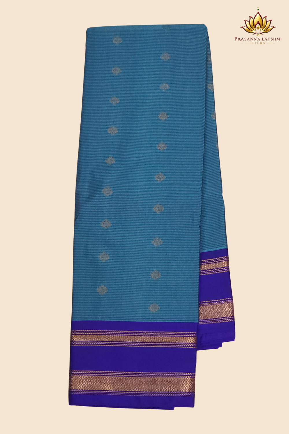 Festive semi Gadwal saree with zari stripe detailing and woven gap border finish