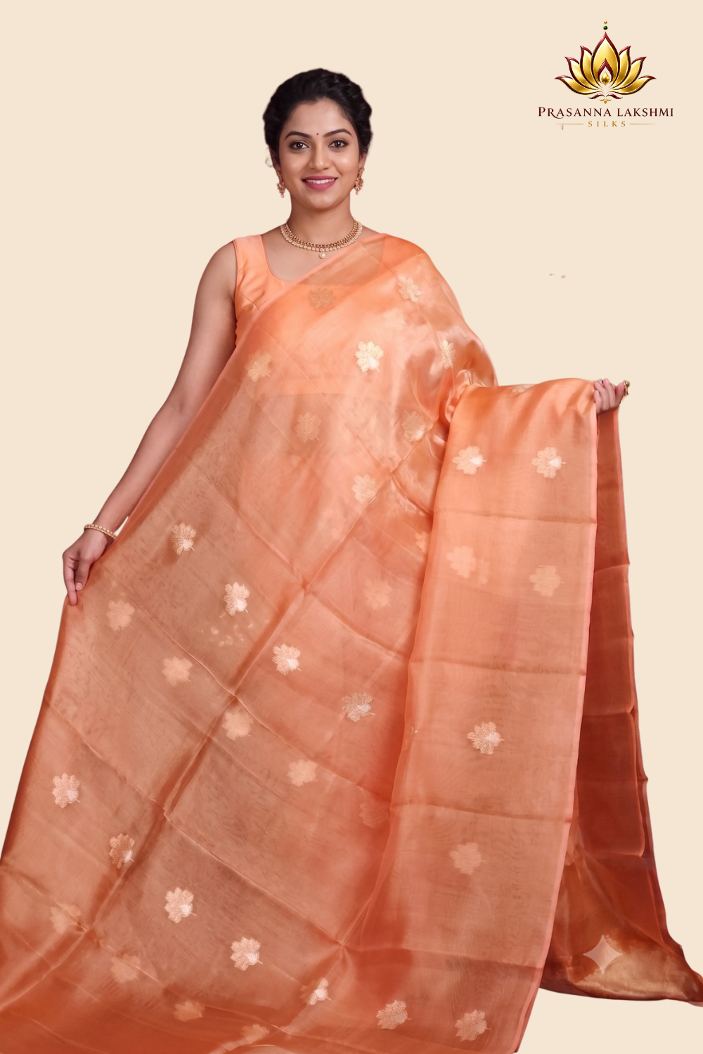 Zari stripe blouse paired with Kora tissue saree
