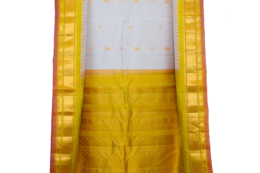 Elegant handloom Gadwal pure silk saree suitable for weddings and special occasions.