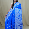 Semi Bangalore Silk Saree with all-over Kutch work motifs and rich embroidered pallu.
