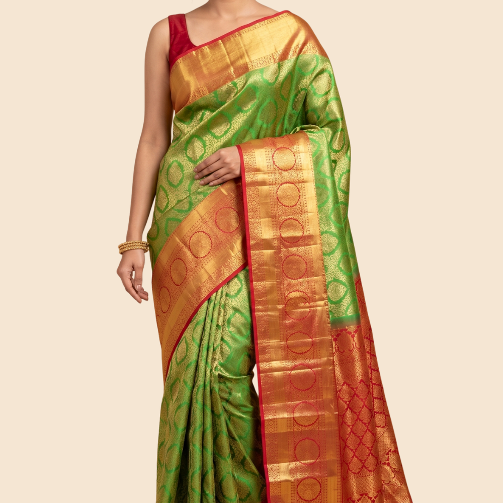Handloom Kanjeevaram pure silk saree with zari brocade
