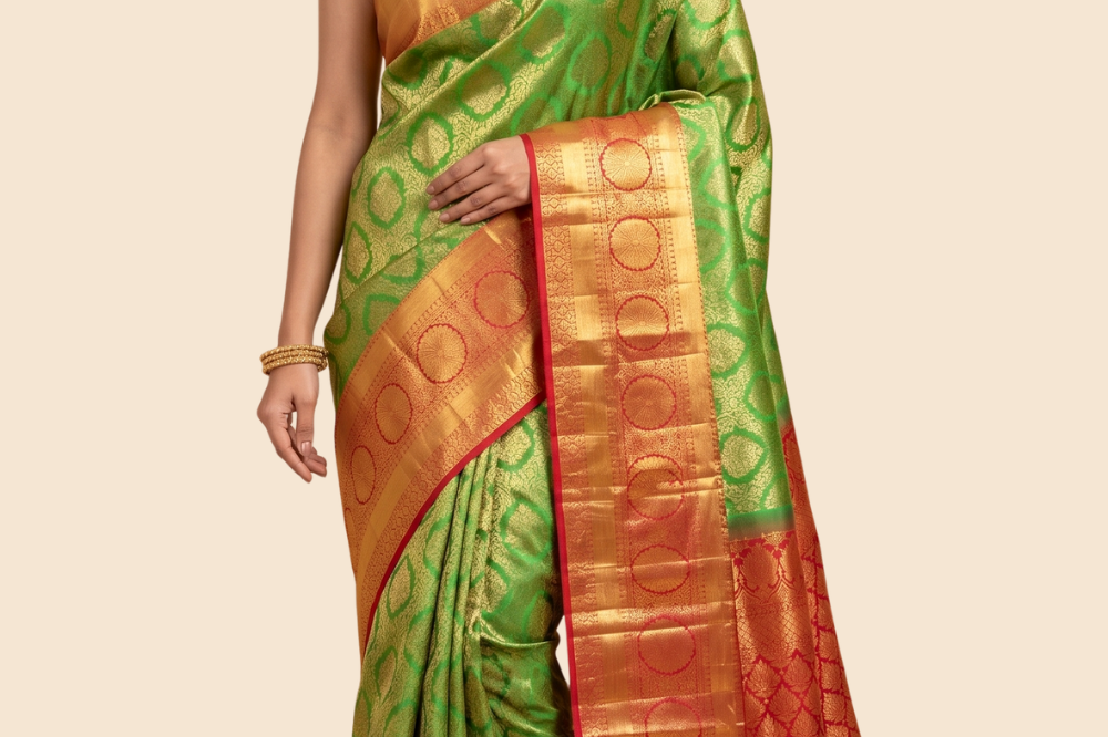 Handloom Kanjeevaram pure silk saree with zari brocade
