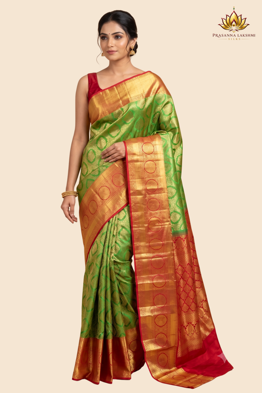 Handloom Kanjeevaram pure silk saree with zari brocade
