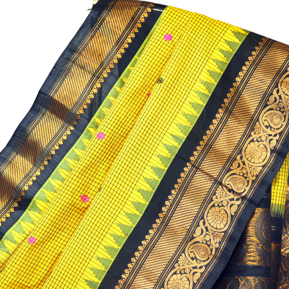 Elegant handloom Gadwal pure silk saree suitable for weddings and festive celebrations.