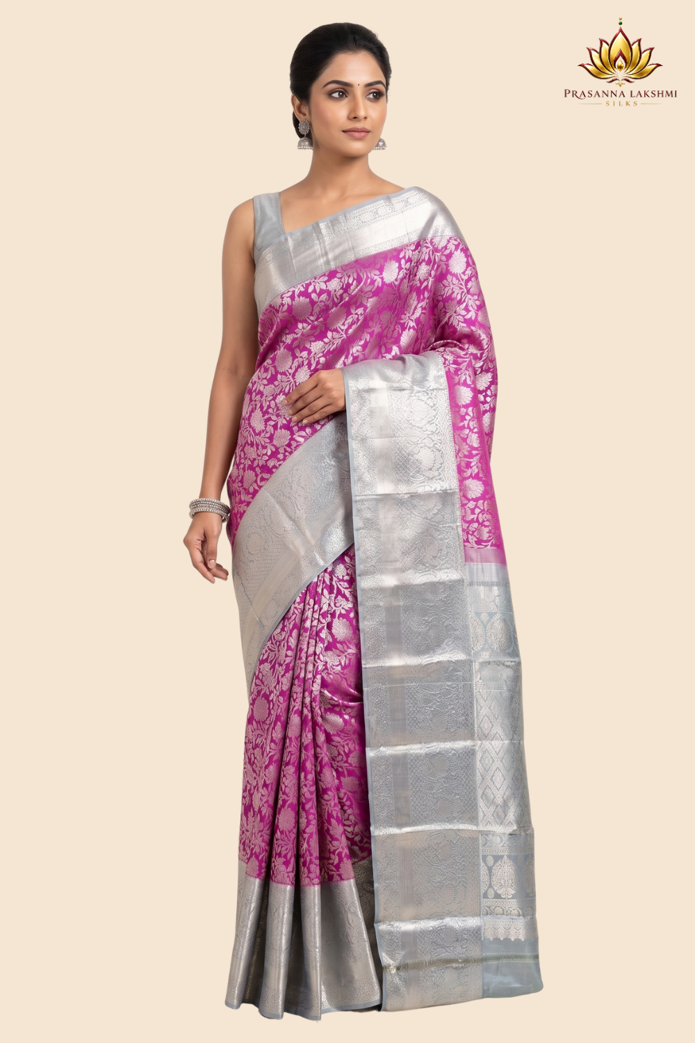 Handloom Kanjeevaram pure silk saree with zari brocade

