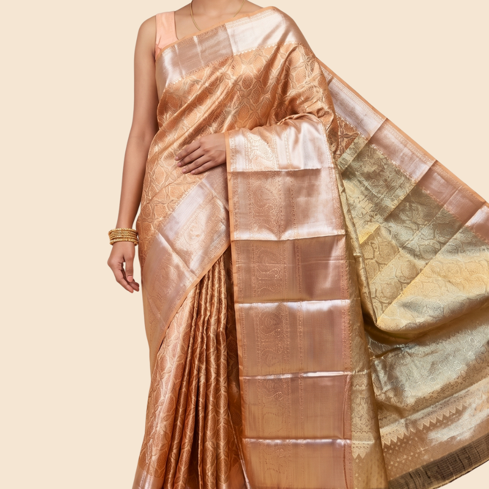Handloom Kanjeevaram pure silk saree with zari brocade
