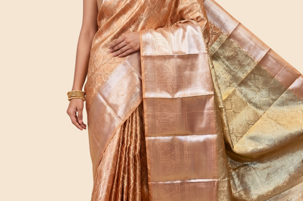 Handloom Kanjeevaram pure silk saree with zari brocade
