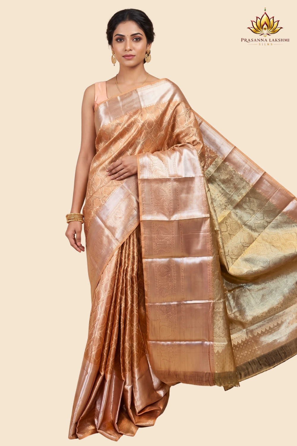 Handloom Kanjeevaram pure silk saree with zari brocade
