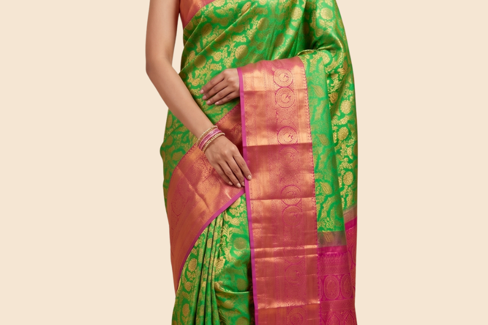 Handloom Kanjeevaram pure silk saree with zari brocade
