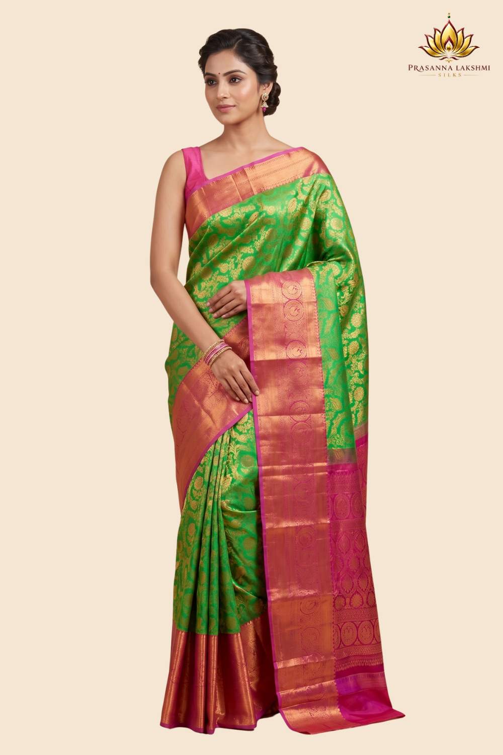 Handloom Kanjeevaram pure silk saree with zari brocade
