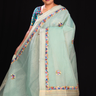 Sea foam Green Designer organza saree with embroidered borders