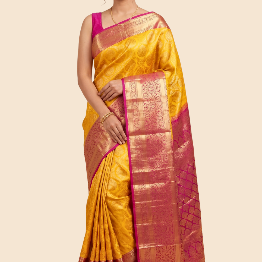 Handloom Kanjeevaram pure silk saree with zari brocade
