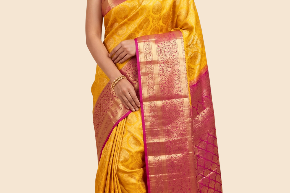 Handloom Kanjeevaram pure silk saree with zari brocade
