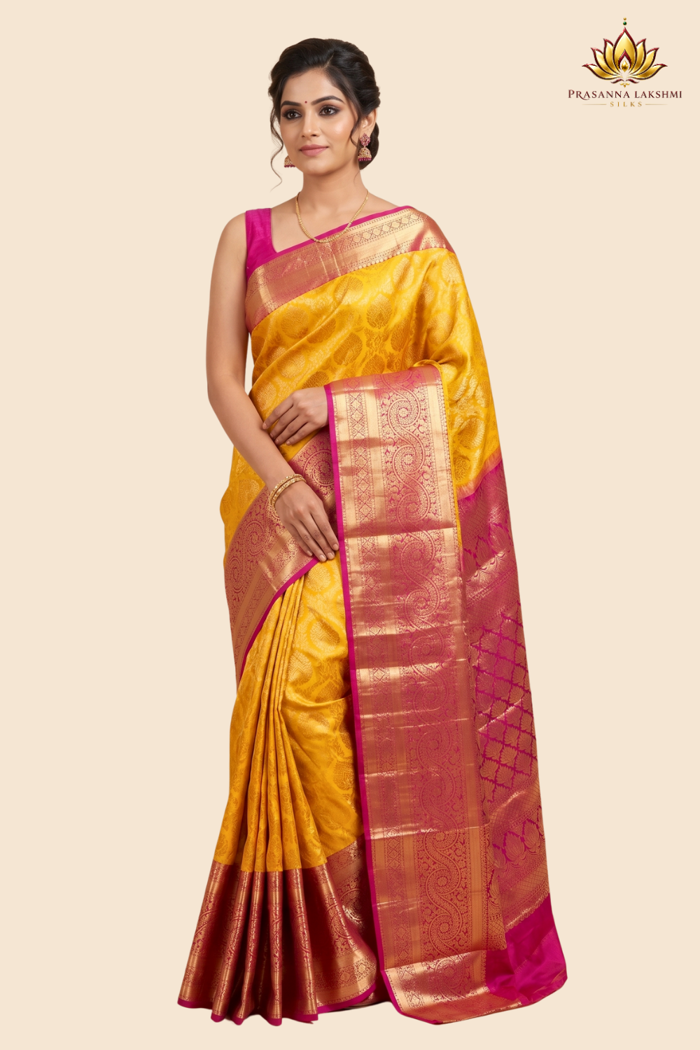 Handloom Kanjeevaram pure silk saree with zari brocade
