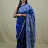 Semi Bangalore Silk Saree with all-over Kutch work motifs and rich embroidered pallu.
