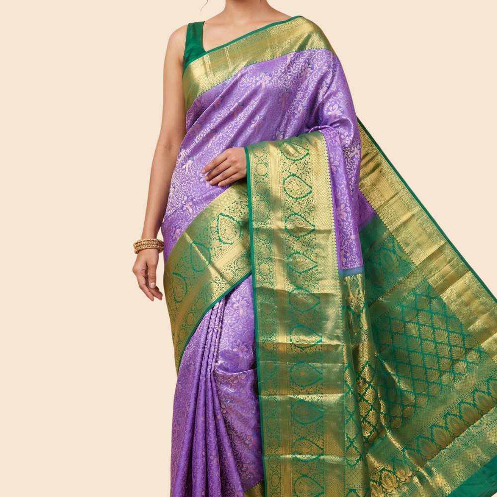 Handloom Kanjeevaram pure silk saree with zari brocade
