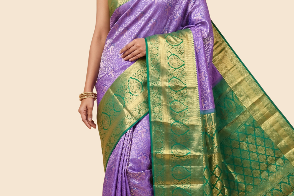 Handloom Kanjeevaram pure silk saree with zari brocade
