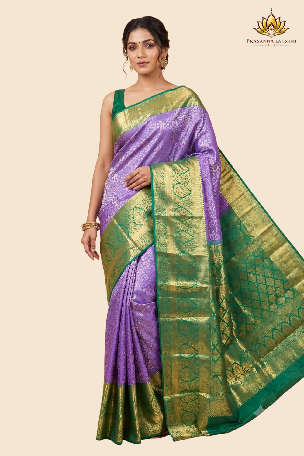 Handloom Kanjeevaram pure silk saree with zari brocade
