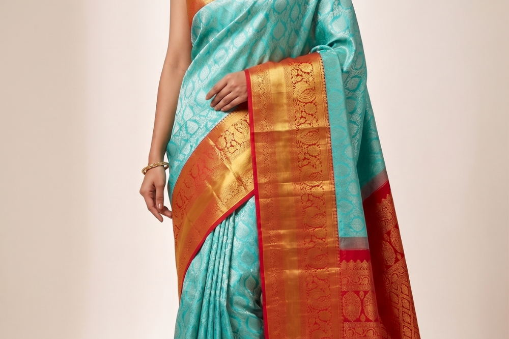 Handloom Kanjeevaram pure silk saree with zari brocade
