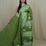 Semi Tussar silk saree with all-over thread embroidered motifs and beautiful borders.

