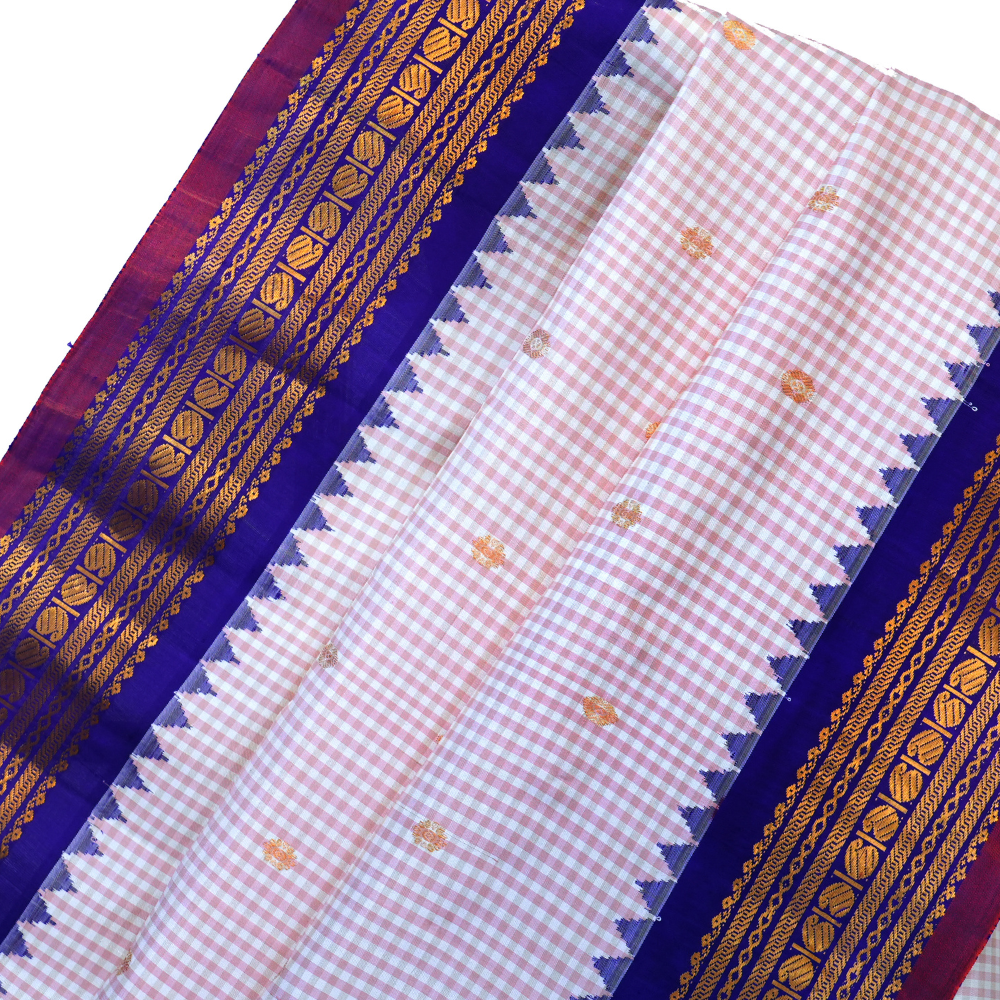 Elegant handloom Gadwal pure silk saree suitable for weddings and festive celebrations.