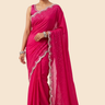 Designer Chinon Silk saree with floral sequin work
