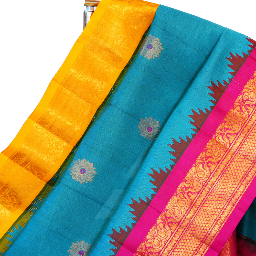Pure Gadwal silk saree in classic red with blouse  piece from Prasanna Lakshmi Silks