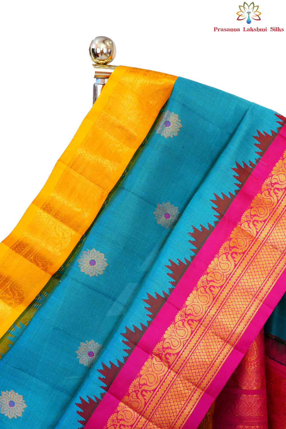 Pure Gadwal silk saree in classic red with blouse  piece from Prasanna Lakshmi Silks