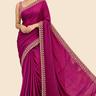 Georgette saree with intricate beads and stone cutwork border
