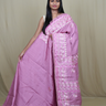 Semi Tussar silk saree with all-over thread embroidered motifs and beautiful borders.
