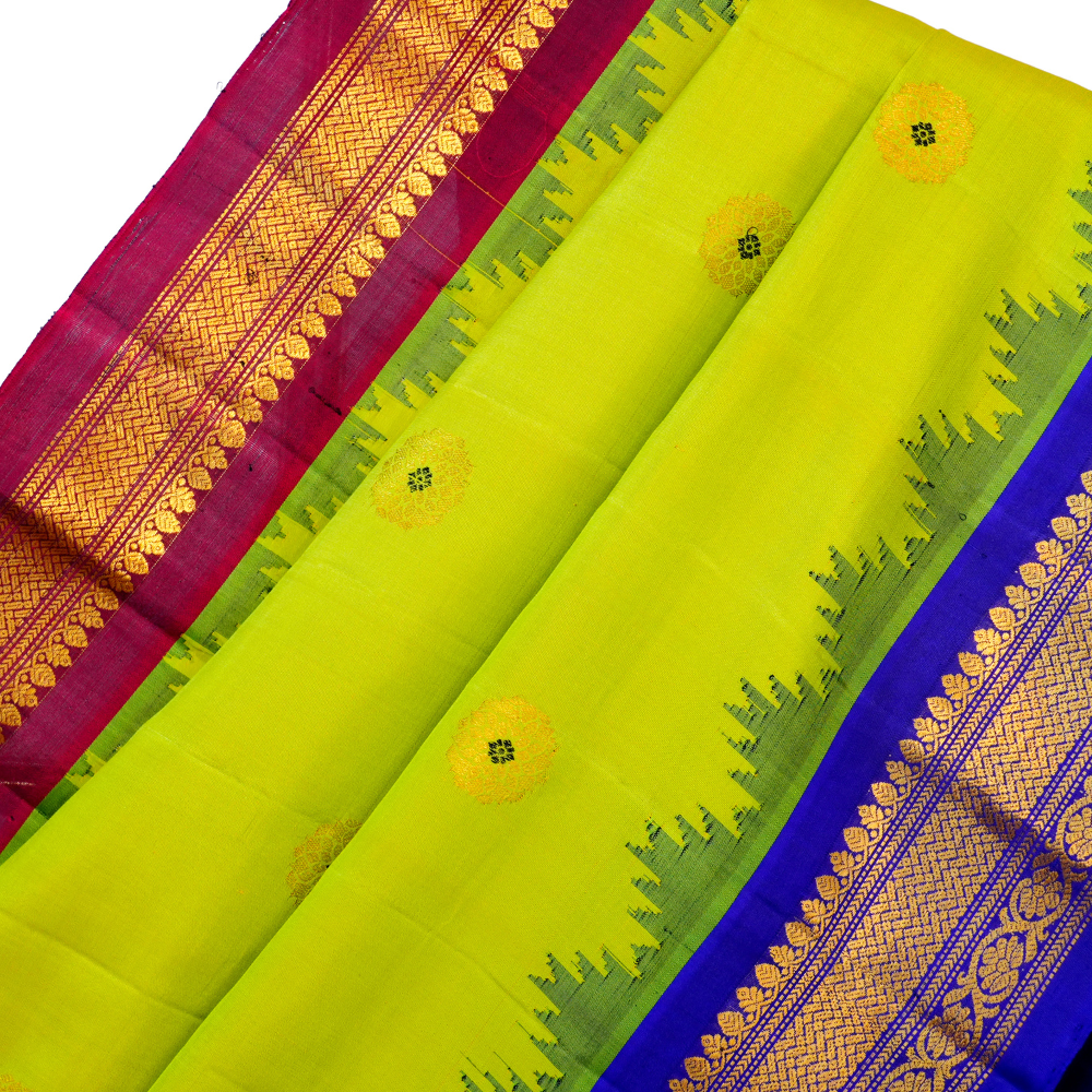 Pure Gadwal silk saree in classic red with blouse  piece from Prasanna Lakshmi Silks