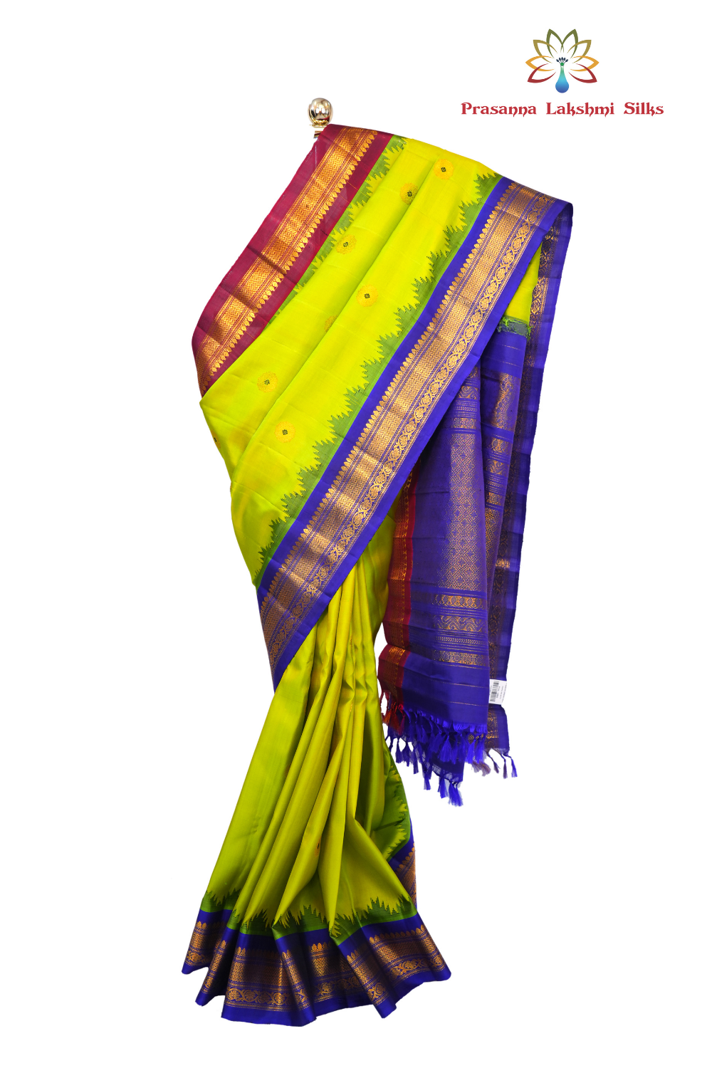 Handloom Pure Gadwal Silk Saree with zari border and rich brocade pallu