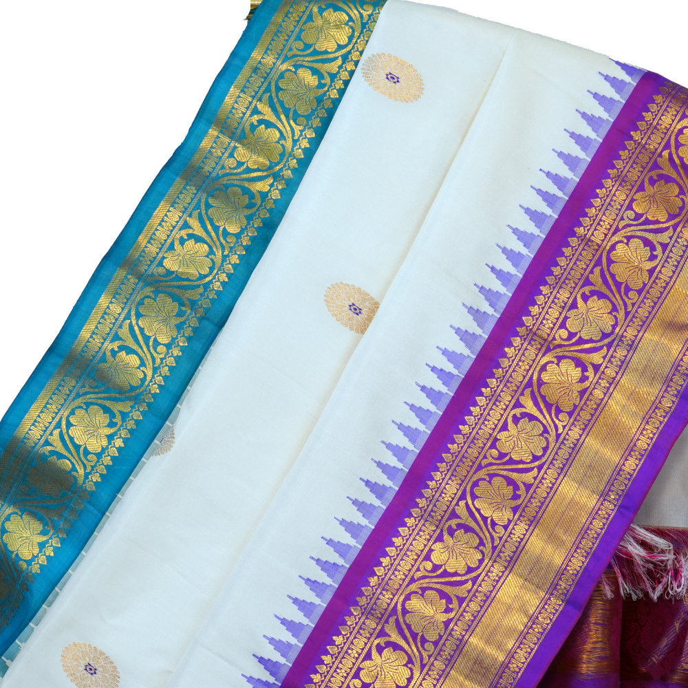 Pure Gadwal silk saree in classic red with blouse  piece from Prasanna Lakshmi Silks