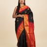 Handloom Black Gadwal Silk Saree – Red Zari