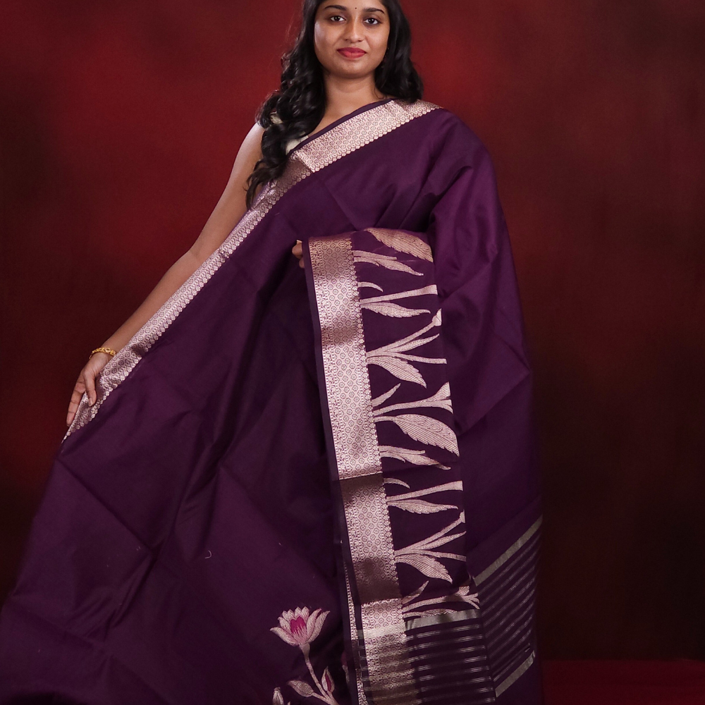 Wine Chanderi Saree  
