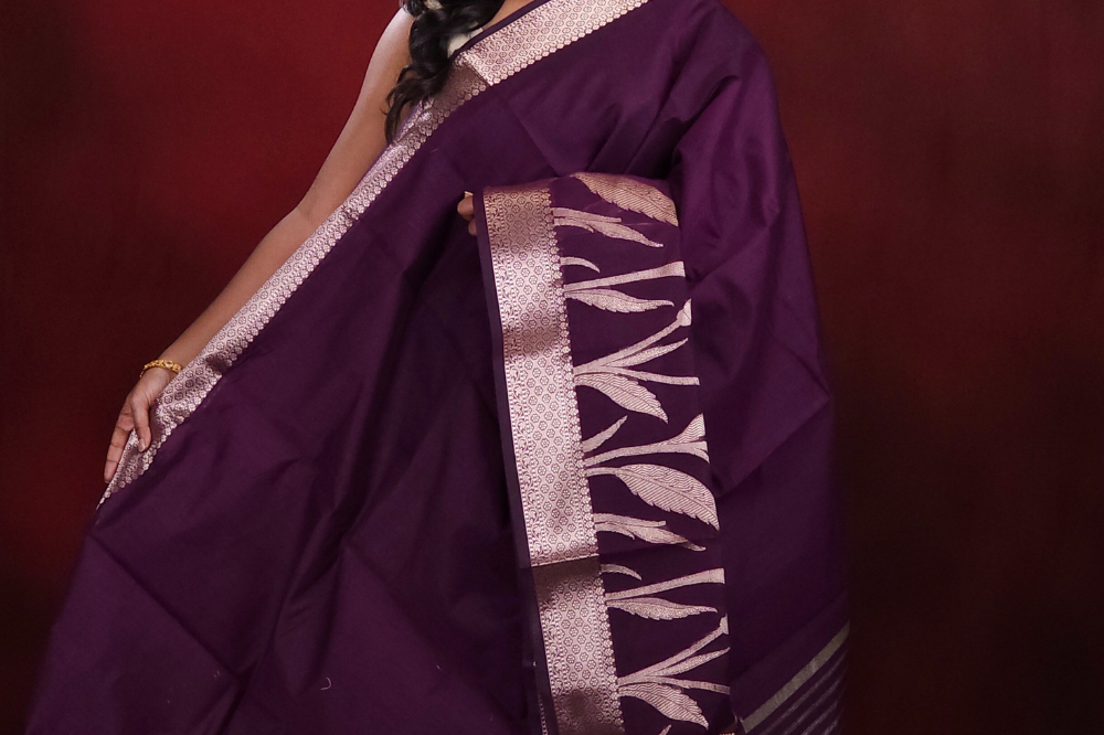 Wine Chanderi Saree  
