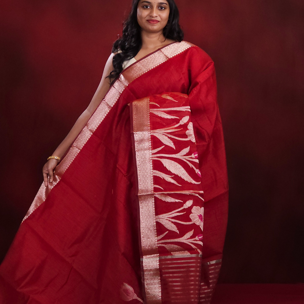Maroon Chanderi Saree
