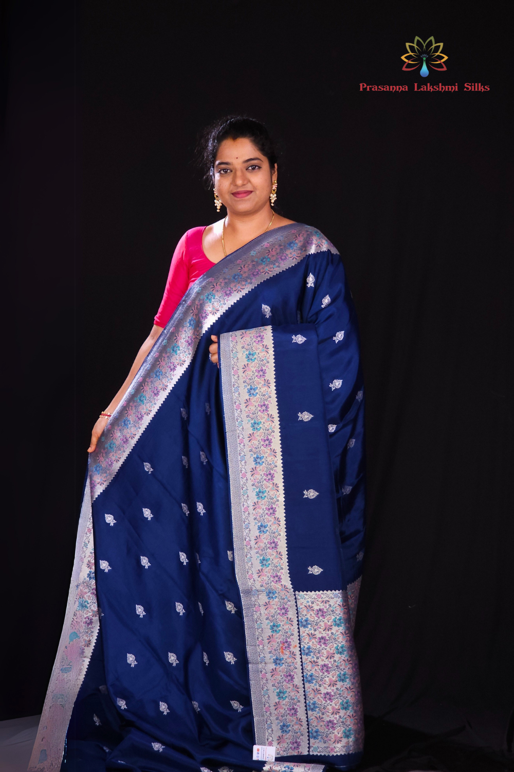 Prussian Blue and Red tussar georgette saree for parties