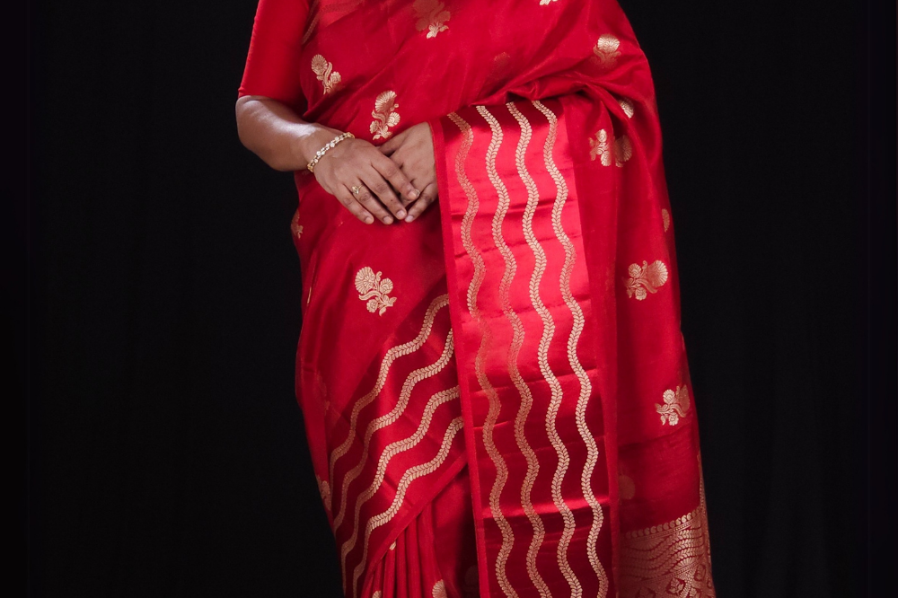 Maroon Banaras Munga saree