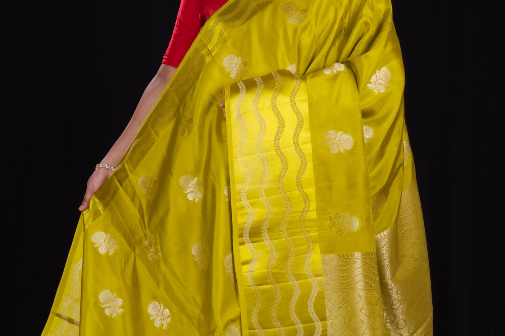 Mustard Yellow Banaras Munga saree