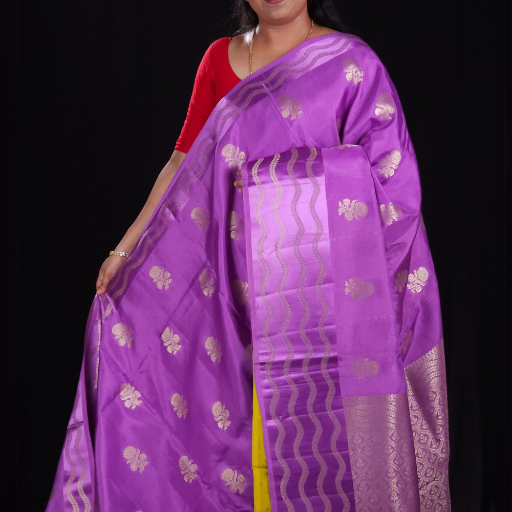 Lavender Banaras munga saree