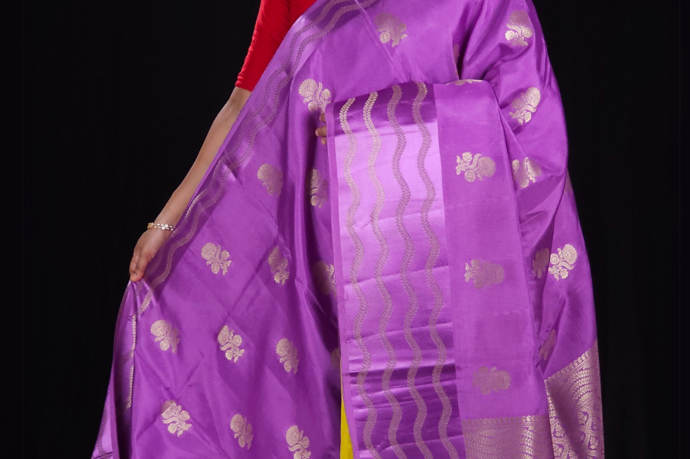 Lavender Banaras munga saree