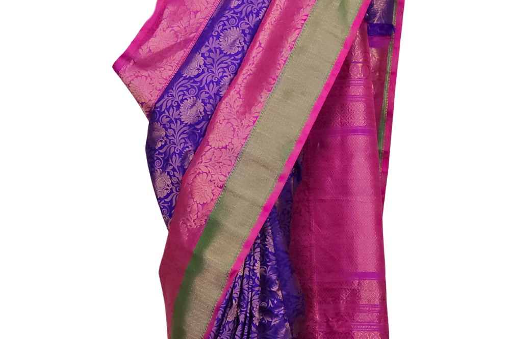 Blue Gadwal Silk Saree with Brocade Pallu 