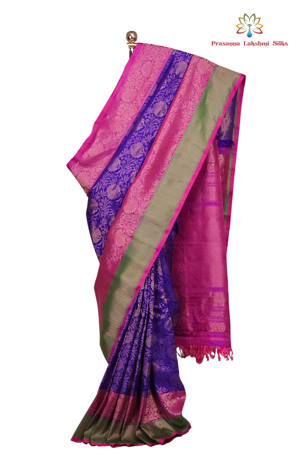 Blue Gadwal Silk Saree with Brocade Pallu 