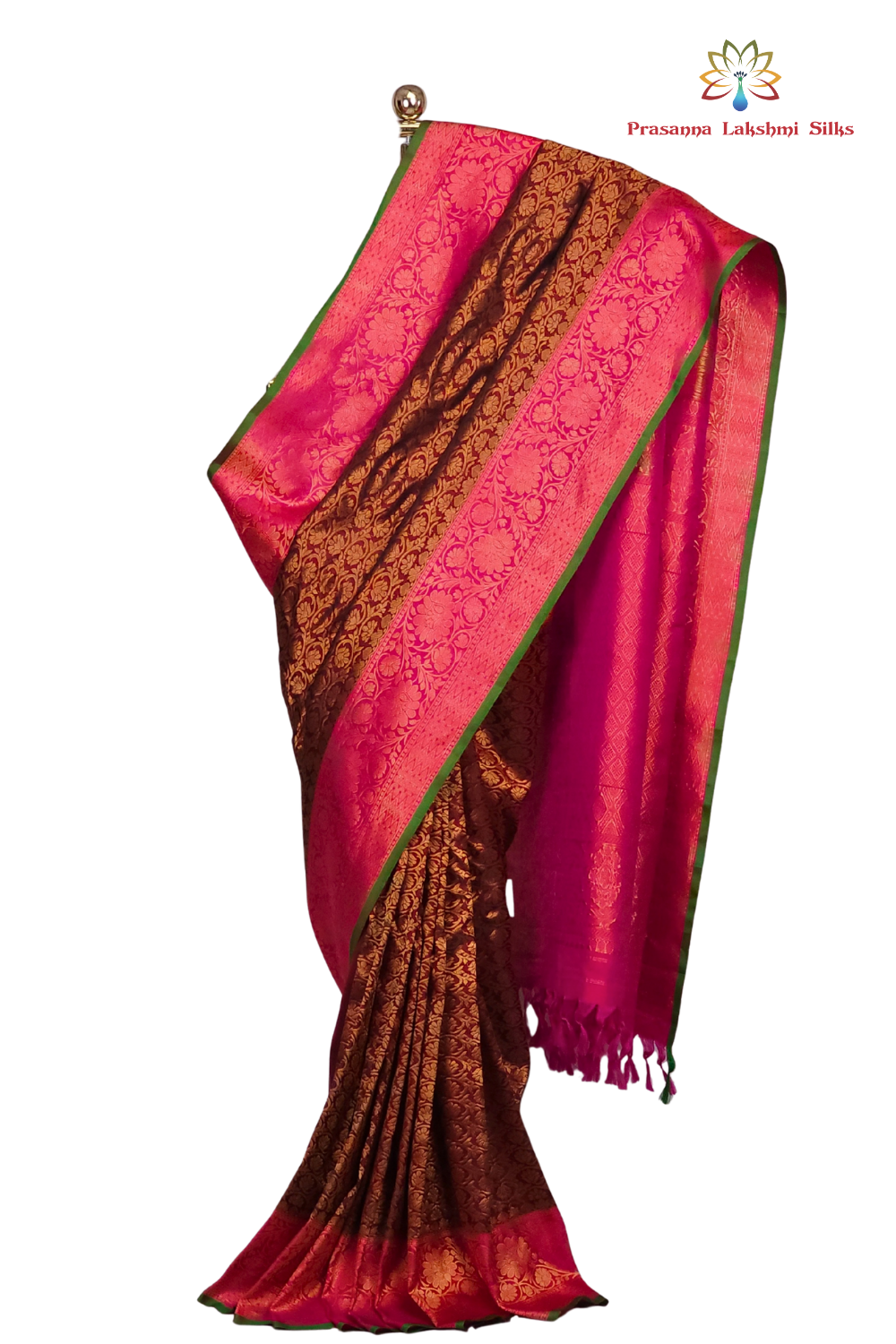 Brown Gadwal Silk Saree with Brocade Pallu