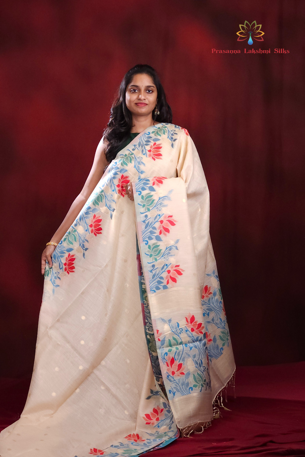 Chanderi Silk Cotton Saree  with meenakari pallu 