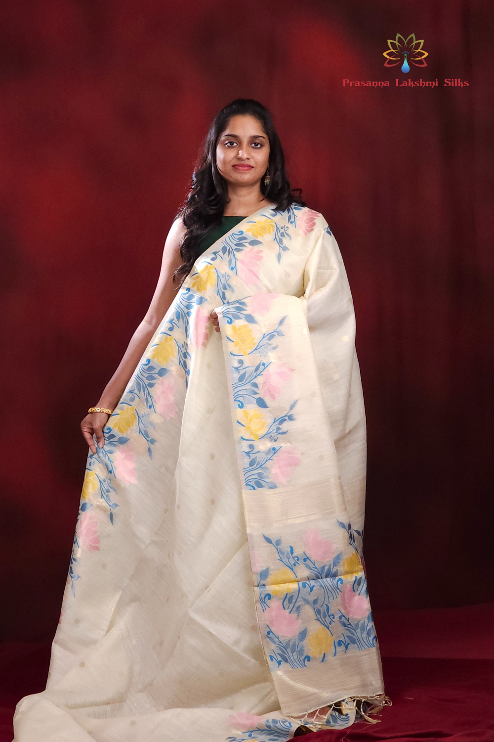 Chanderi Silk Cotton Saree meenakari pallu 