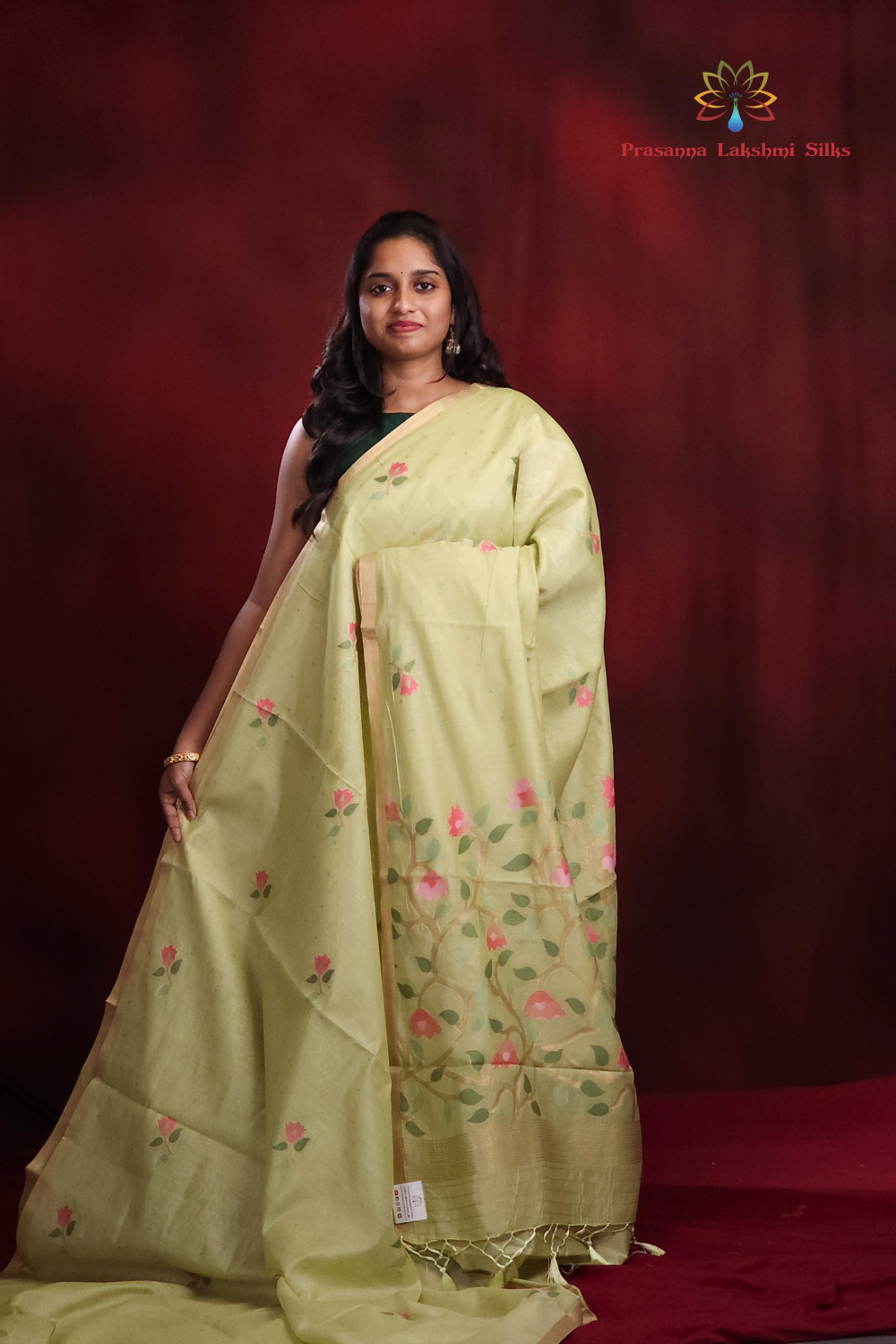 Chanderi silk cotton saree with Jhamdhani weaving  Pallu