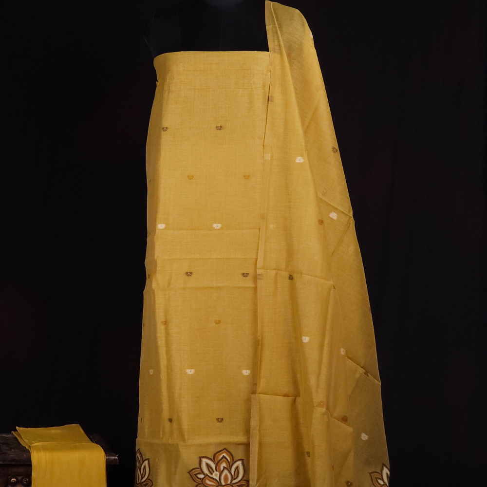 Chanderi top cute lotus motifs across the top designed lotus bunches