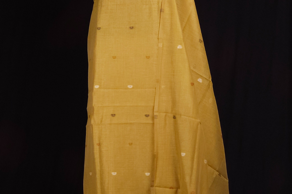 Chanderi top cute lotus motifs across the top designed lotus bunches